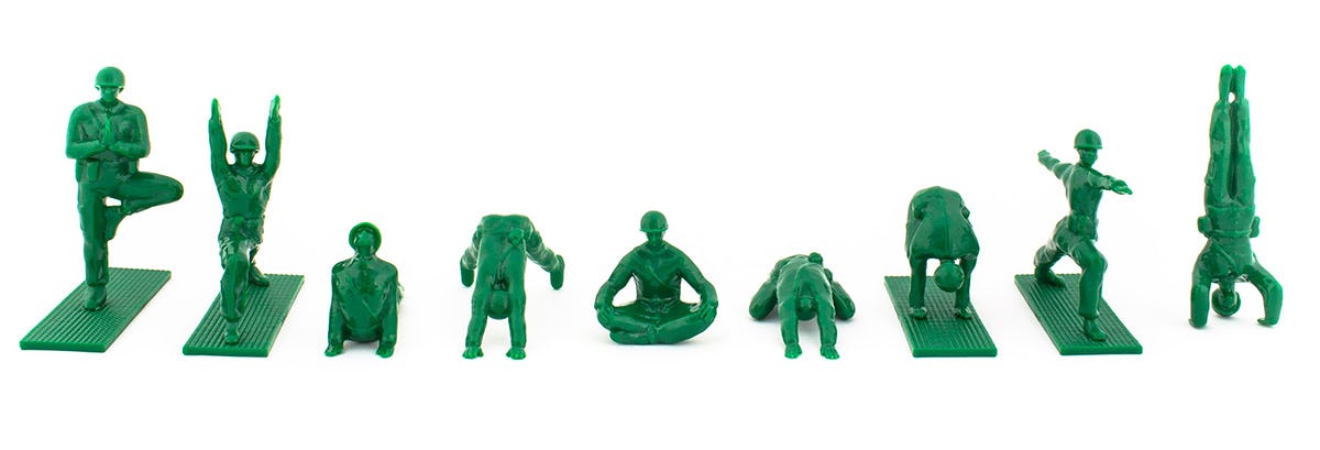 ** 1964-GI JOE CANADA-2019 ** New Yoga Joes Green Army Men Peace Pose 1